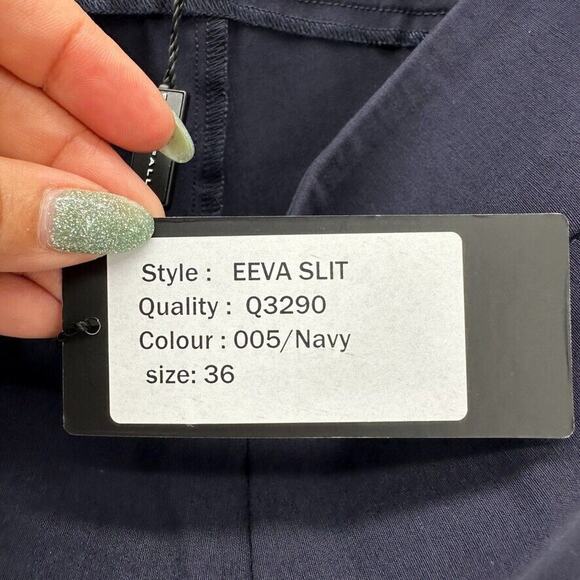 Ritva Falla Eeva Slit Pants FR 36 Blue Ankle US XS Quiet Luxury Caspule Prep NWT - Picture 10 of 12